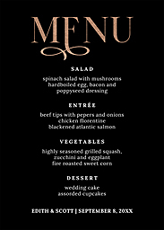 5x7 Greeting Card, Glossy, Blank Envelope with Modern Menu design