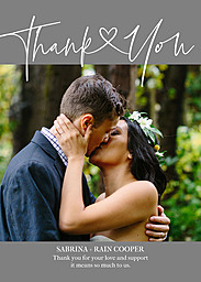 5x7 Greeting Card, Glossy, Blank Envelope with Swirly Script design