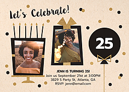 5x7 Greeting Card, Glossy, Blank Envelope with Birthday Soiree design