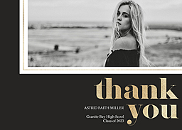 5x7 Greeting Card, Matte, Blank Envelope with Editorial Grad Thank You design