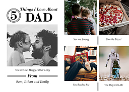 5x7 Greeting Card, Glossy, Blank Envelope with Five Things to Love design