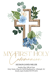 5x7 Greeting Card, Glossy, Blank Envelope with Woodland Wooden Cross design