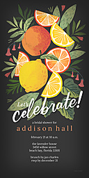 4x8 Greeting Card, Glossy, Blank Envelope with Bold Citrus Wedding Shower Invitation design