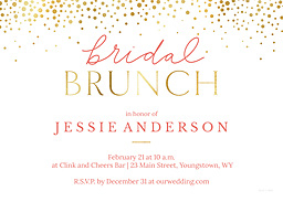 5x7 Greeting Card, Glossy, Blank Envelope with Gold Shimmer Bride Brunch Invitation design
