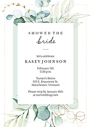 5x7 Greeting Card, Glossy, Blank Envelope with Modern Eucalyptus Shower Invitation design