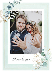 5x7 Greeting Card, Matte, Blank Envelope with Modern Eucalyptus Wedding Thank You design