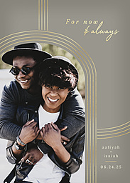 5x7 Greeting Card, Glossy, Blank Envelope with Now Always Gold Arch Save the Date design