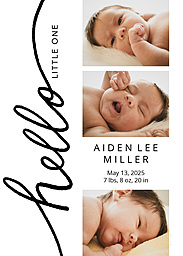 5x7 Greeting Card, Glossy, Blank Envelope with Photo Collage Hello Baby Announcement design