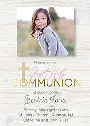 5x7 Greeting Card, Glossy, Blank Envelope with Golden Communion design