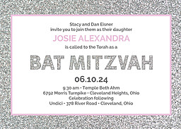 5x7 Greeting Card, Glossy, Blank Envelope with Sparkle Mitzvah design