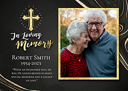 5x7 Greeting Card, Glossy, Blank Envelope with Golden Cross design