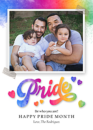 5x7 Greeting Card, Glossy, Blank Envelope with Happy Pride Heart design