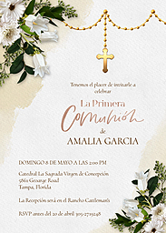 5x7 Greeting Card, Glossy, Blank Envelope with Rosario Dorado design