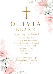 5x7 Greeting Card, Glossy, Blank Envelope with Beautiful Floral Confirmation Invitation design