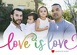 5x7 Greeting Card, Glossy, Blank Envelope with Colorful Love Is Love design