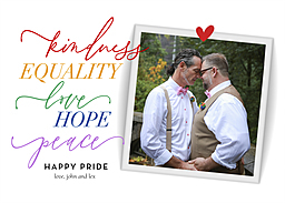 5x7 Greeting Card, Glossy, Blank Envelope with Kindness and Equality design