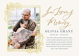 5x7 Greeting Card, Glossy, Blank Envelope with Memorial Frame design