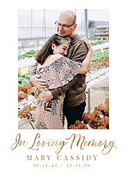 5x7 Greeting Card, Glossy, Blank Envelope with Simple Memorial design