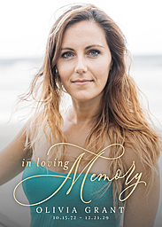 5x7 Greeting Card, Glossy, Blank Envelope with Simple Script Memorial design