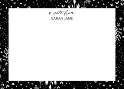 5x7 Cardstock, Blank Envelope with Black Floral Doodles design