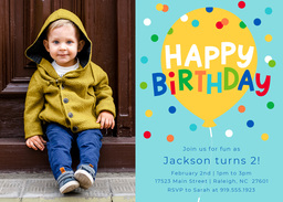 5x7 Greeting Card, Glossy, Blank Envelope with Birthday Balloon Wishes design