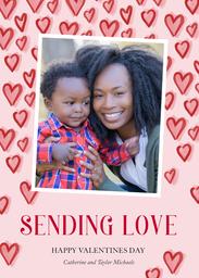 5x7 Greeting Card, Matte, Blank Envelope with Lots of Hearts design