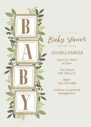 5x7 Greeting Card, Glossy, Blank Envelope with Baby Blocks design