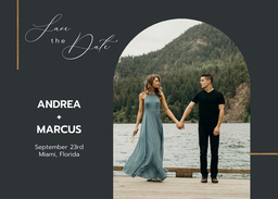 5x7 Greeting Card, Glossy, Blank Envelope with Bold Names Save the Date design