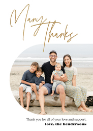 5x7 Greeting Card, Glossy, Blank Envelope with Scripty Thanks design