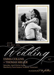 5x7 Greeting Card, Glossy, Blank Envelope with Scripty Wedding Invitation design