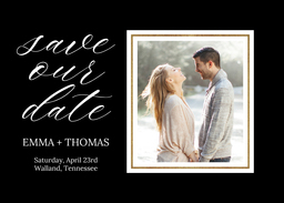 5x7 Greeting Card, Glossy, Blank Envelope with Scripty Wedding Save the Date design