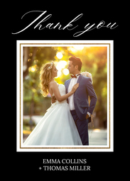 5x7 Greeting Card, Glossy, Blank Envelope with Scripty Wedding Thank you design