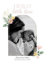 5x7 Greeting Card, Glossy, Blank Envelope with Rosy Cheeks Announcement design