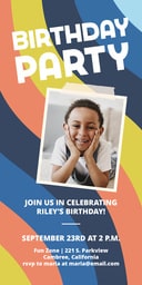 4x8 Greeting Card, Glossy, Blank Envelope with Blue Wave Birthday design