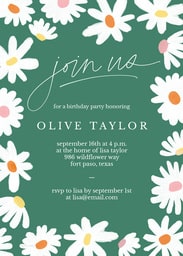 5x7 Greeting Card, Glossy, Blank Envelope with Boho Retro Daisy design