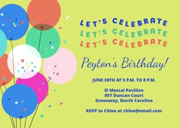 5x7 Greeting Card, Glossy, Blank Envelope with Fun Celebration Balloons design