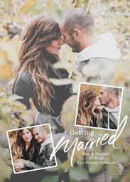 5x7 Greeting Card, Glossy, Blank Envelope with Getting Married Photo Collage design