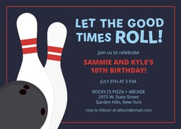 5x7 Greeting Card, Glossy, Blank Envelope with Lets Roll Bowling design