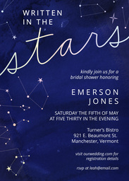 5x7 Greeting Card, Glossy, Blank Envelope with Written In The Stars Bridal Shower design