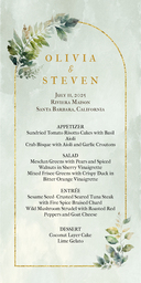 4x8 Greeting Card, Glossy, Blank Envelope with Botanical Watercolor Arch Wedding Menu design