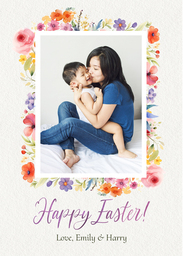 5x7 Greeting Card, Glossy, Blank Envelope with Easter Garden design