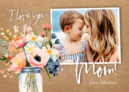 5x7 Cardstock, Blank Envelope with Rustic Flowers Mom design