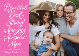 5x7 Cardstock, Blank Envelope with Beautiful Kind Strong Mom design