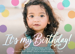 5x7 Greeting Card, Glossy, Blank Envelope with Colorful Confetti Birthday Invitation design