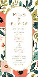 4x8 Greeting Card, Glossy, Blank Envelope with Modern Painted Floral Program design