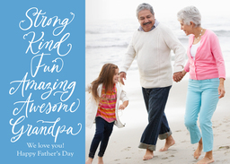 5x7 Greeting Card, Glossy, Blank Envelope with Strong Kind Fun Grandpa design