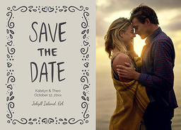 5x7 Greeting Card, Matte, Blank Envelope with Heart Border design