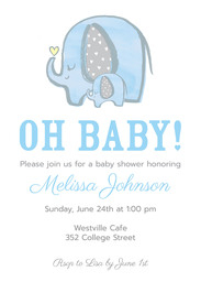 5x7 Greeting Card, Glossy, Blank Envelope with Baby Elephant design