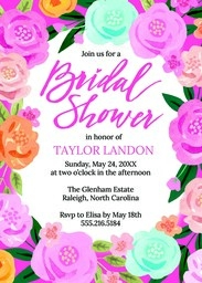 5x7 Cardstock, Blank Envelope with Bright Floral Wreath design