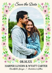 5x7 Greeting Card, Glossy, Blank Envelope with Floral Frame Border design